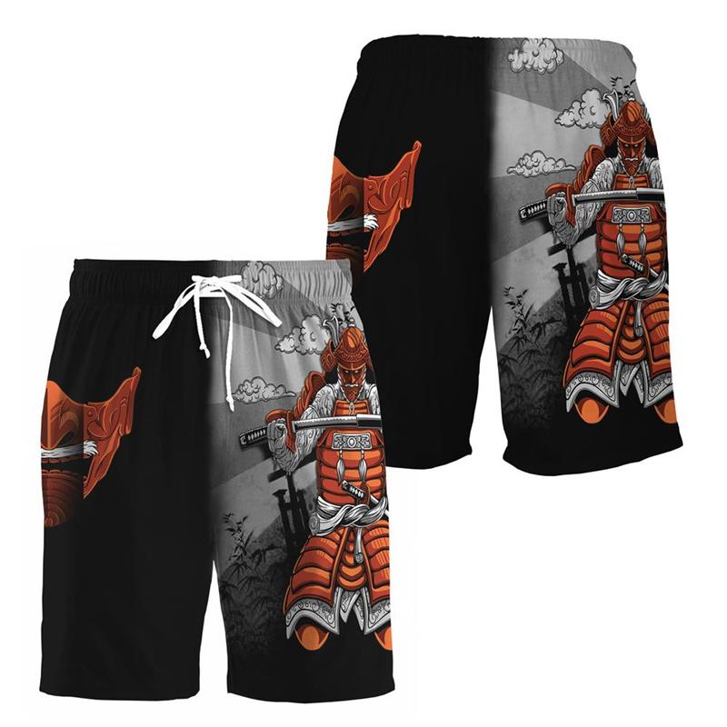 Trend Japanese Samurai Pattern Beach Shorts Summer Fashion Cool Mens Kids 3D Printed Swim Trunks Loose Streetwear Harajuku Pants