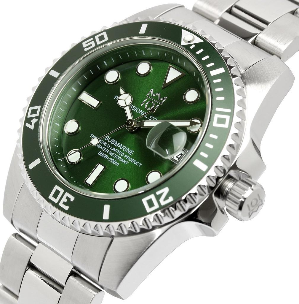 HYAKUICHI 101 Quartz Watch with Date Water Resistance to 20 No.1 Diver's Display, ATM, HYAKU1-001 (Green)