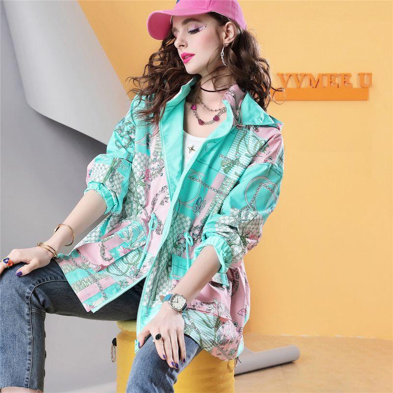 

European Goods Fancy Mid Length Long Length Trench Coat Outwear 2025 Autumn New Arrival Print Double-Sided Wear Women s Clothing Tops Trendy C328 Blue Order M