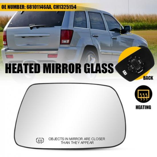 Mirror Glass For Grand Cherokee Jeep 2005-2010 Right Convex Heated Backing Plate