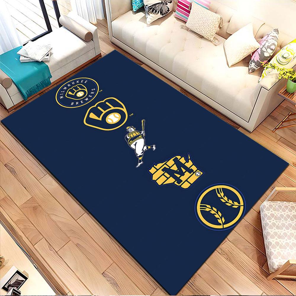 Milwaukee Baseball Logos & Icons Rug Patterned Carpet, Non Slip Mat Suitable for Living Room and Bedroom Sofas