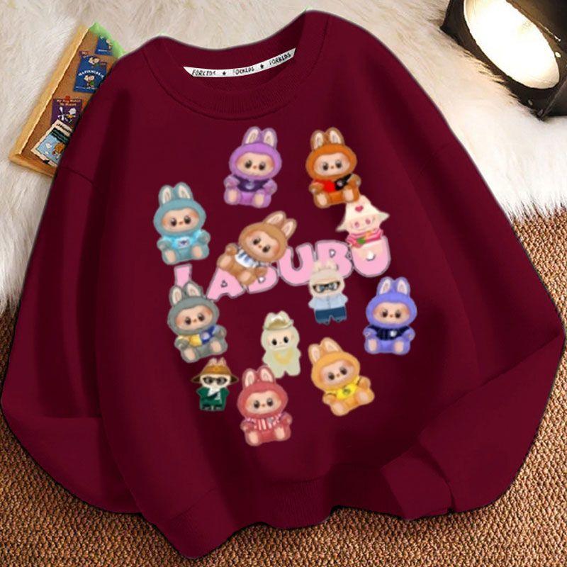 Moletons Fofos de Gola Redonda para Crianças, Moletons Casuais de Manga Comprida da Moda para Meninos e Meninas na Primavera e no Outono