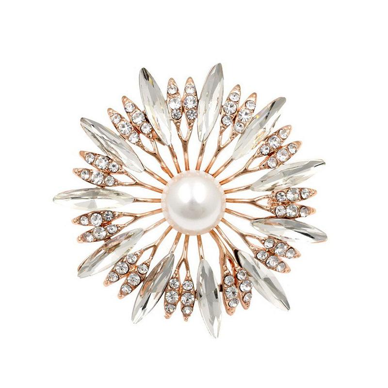 Spilla Creativa Girasole Cristallo Temperamento Donna Spilla Perla Accessori Spilla Ornamentale Versatile