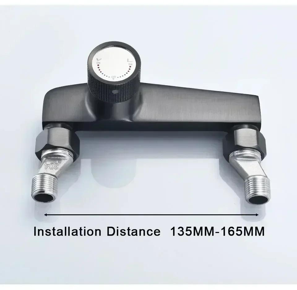 Gunmetal gray shower faucet, brass mixer valve, shower set, bathtub mixer switch, hot and cold water shower faucet