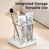 Simple Stainless Steel Toothbrush Holder with Tray Multi-functional Washbasin Storage Rack Drainage Storage Box Home
