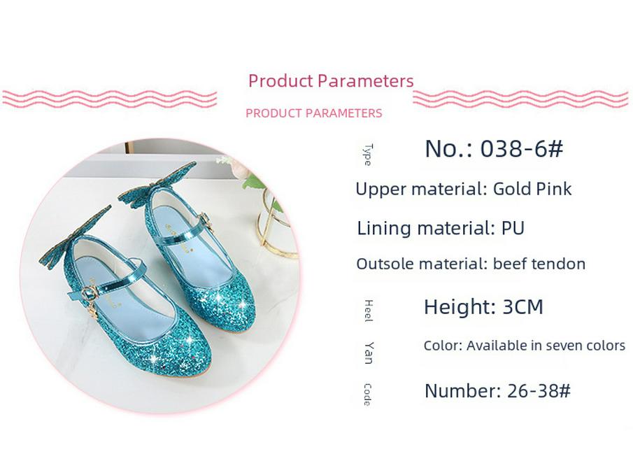 2025 neue koreanische Kristall Pailletten Prinzessin Schuhe für Mädchen mit weichen Ledersohlen