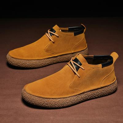 Matná koža mercerizovaná anti-velvet koža stredne vysoké topánky Martinove topánky Zhongbang retro pánske ležérne kožené topánky platforma trendy topánky