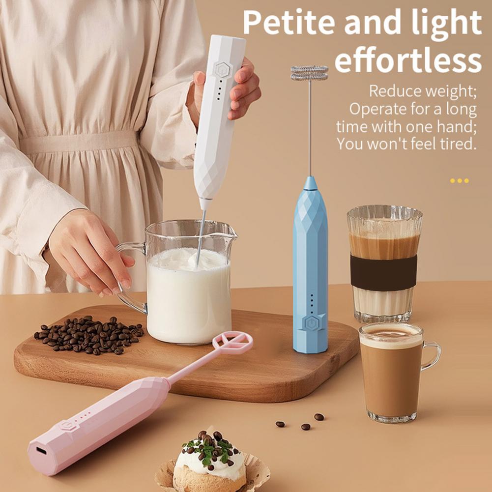Mini Milk Frother Rechargeable Electric Milk Frother Handheld Stainless Steel Mixer for Coffee Eggs Low Noise Egg Whisk Kitchen