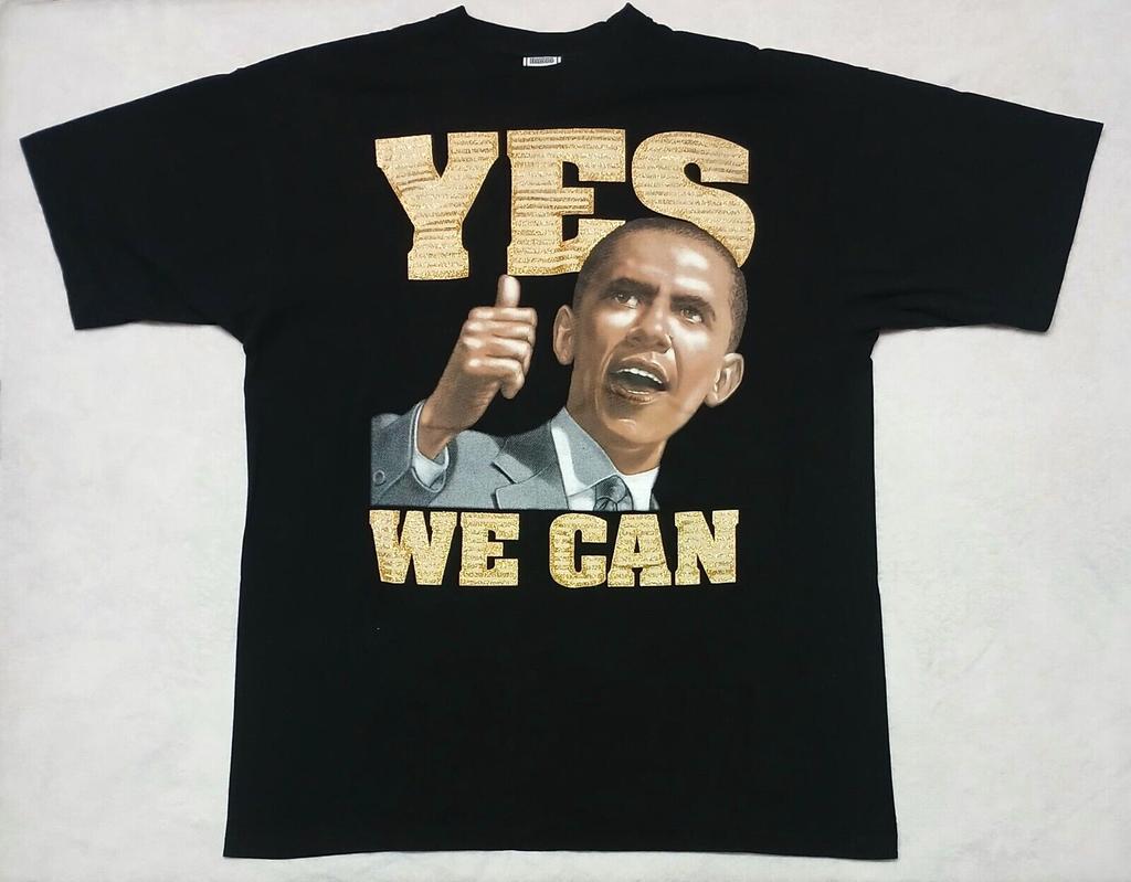 Vintage Barack Obama T-Shirt 3XL Double Sided 2009 Yes We Can XXXL Rap T Rare