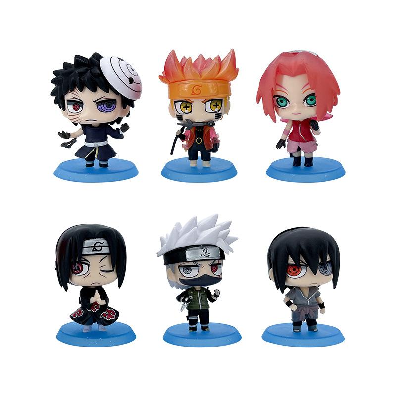 6pcs/set Naruto Shippuden Anime Figure Hinata Sasuke Itachi Kakashi Obito Action Figures Q Version PVCToys Dolls Kid Gift