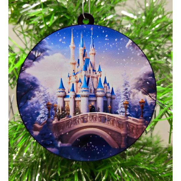 Winter Wonderland Castle with Bridge Ornament - Magical Enchanted