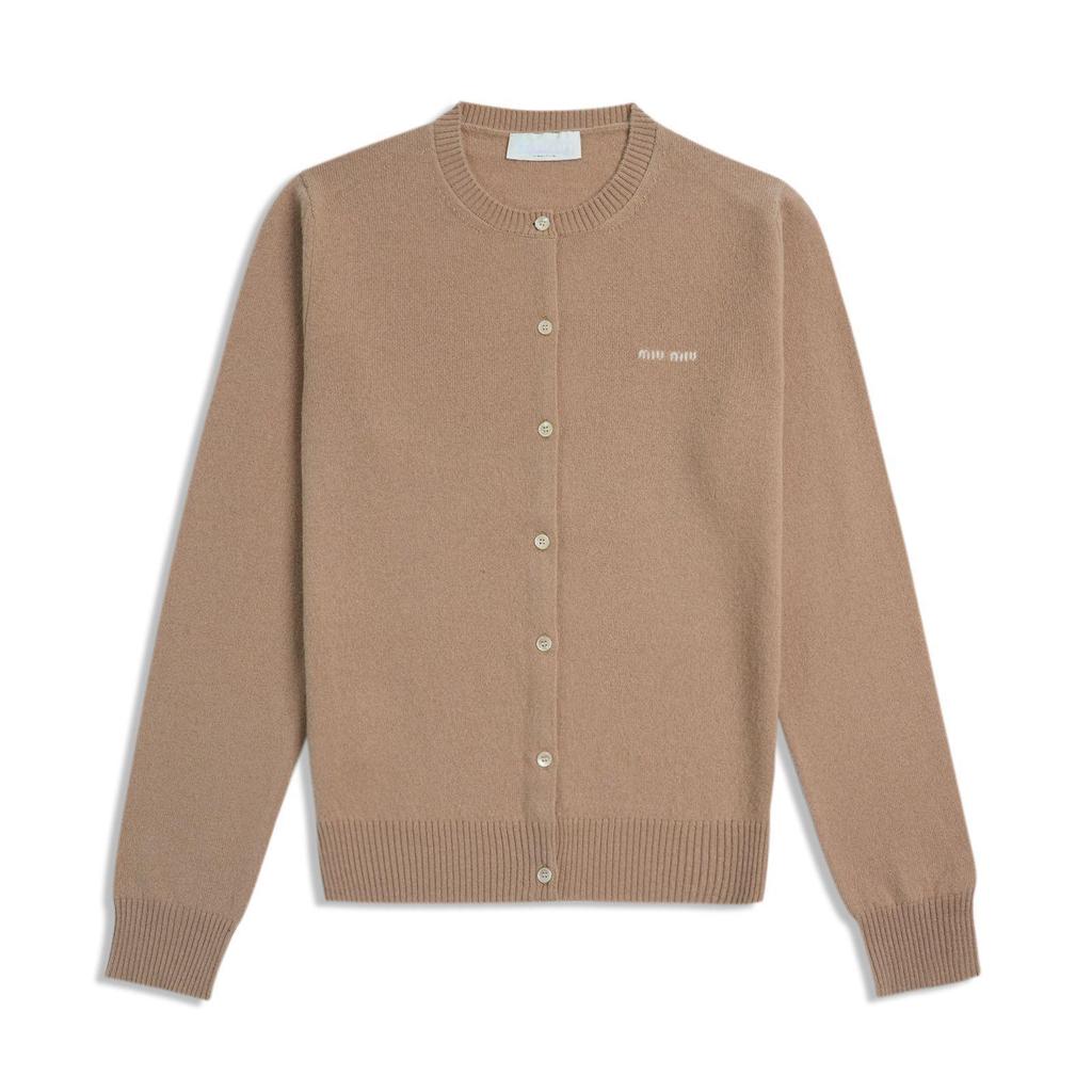 Zeštíhlující kardigan Miu Miu: Kulatý výstřih Dlouhý rukáv s logem