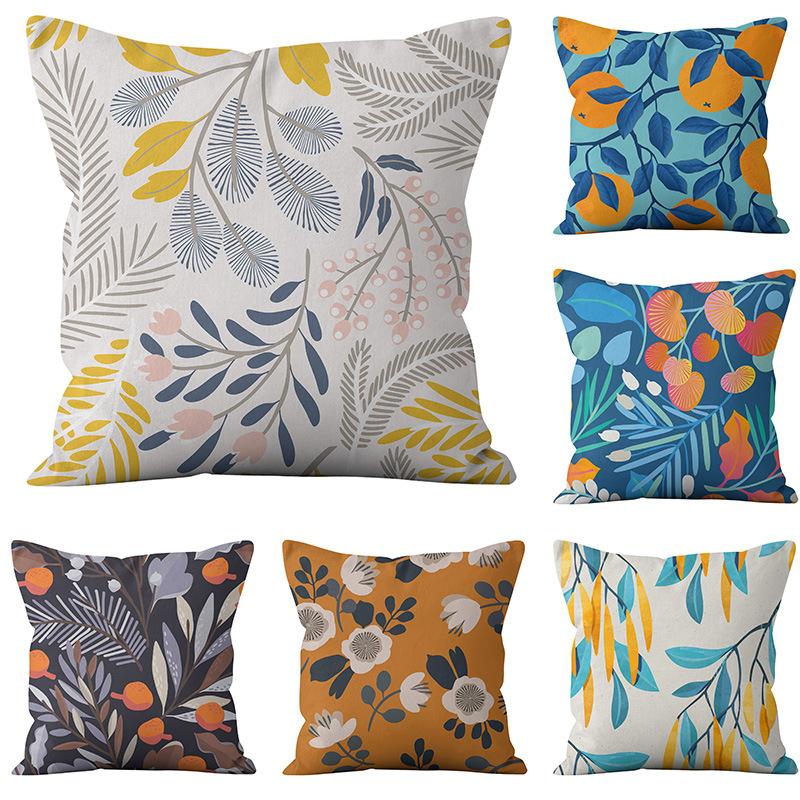 New Modern Simple Flower Leaf Print Pillowcase Home Sofa Cushion Cushion Cover