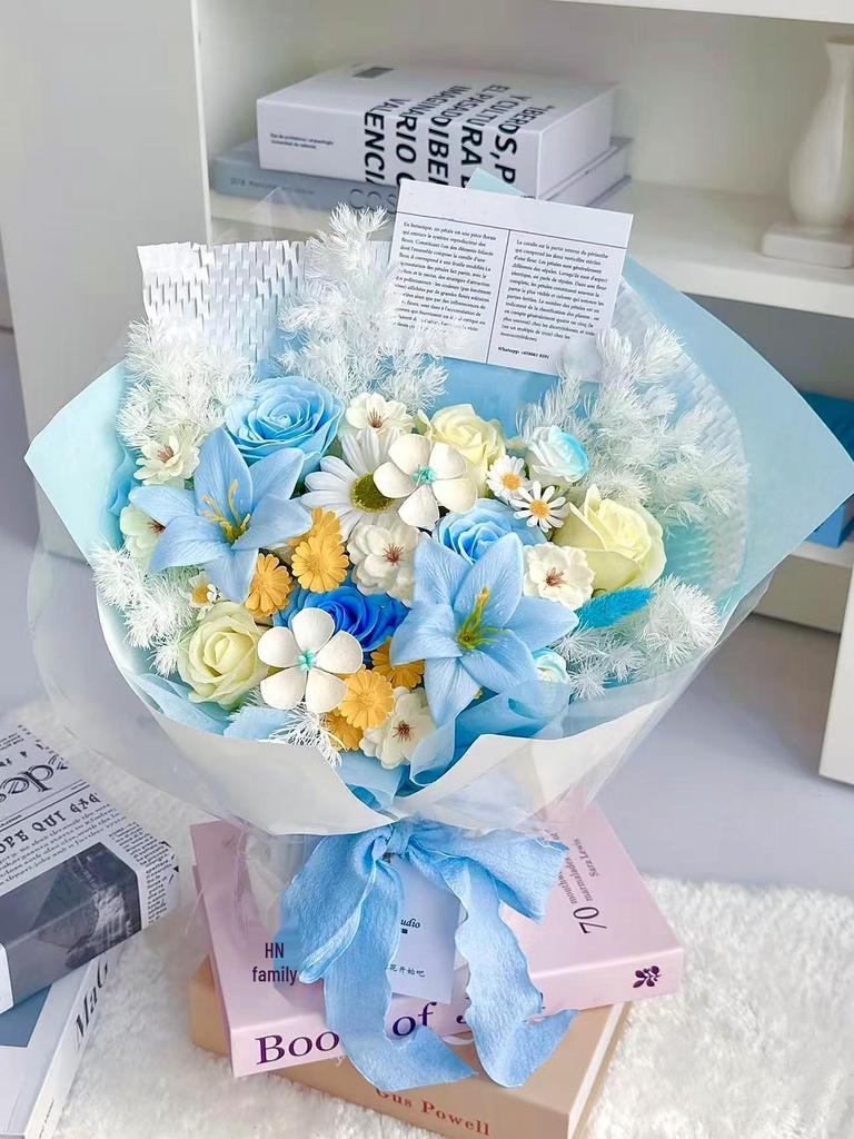 Dopamine Eternal Rose Soap Bouquet - Perfect Gift for Girlfriend or Bestie on Birthday, Valentine's Day, Qixi