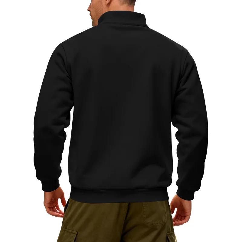 Winter Fleece Heavy Sweatshirts Loose Outdoor Men's Warm Half Zipper Stand-Up Collar Pullover Sports Hoodie Men