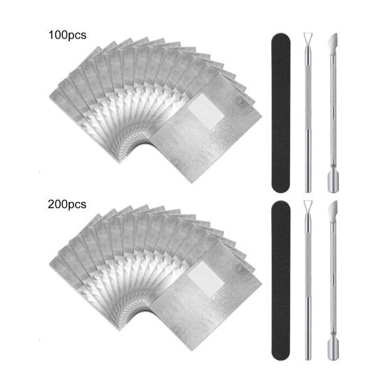 100/200Pcs Nail Polish Remover Foil Wrap Kit Soak Off Gel Remover with Cotton Pad Home Salon Nail Polish Removal Tools Kit