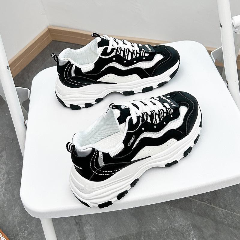 

ins корейская версия кроссовок Forrest Gump для женщин весна 2025 года новые кроссовки на толстой подошве для занятий спортом и бега повседневные кроссовки для студентов CQ2668 40 чёрный