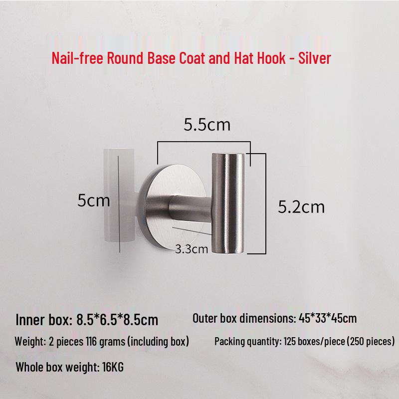 Stainless Steel Traceless Vacuum Suction Cup Hook for Kitchen and Bathroom Towels