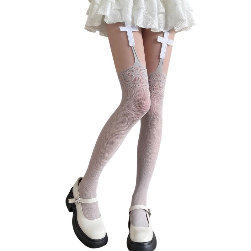 Sweet Elegant Women Thigh High Stockings Fashion Thin Hollows Long Tights Women Half Leg Tube Stockings Girl Garter Socks