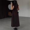 Europe, America, the new summer vacation style temperament pleated sleeveless lace-up big pendulum long dress