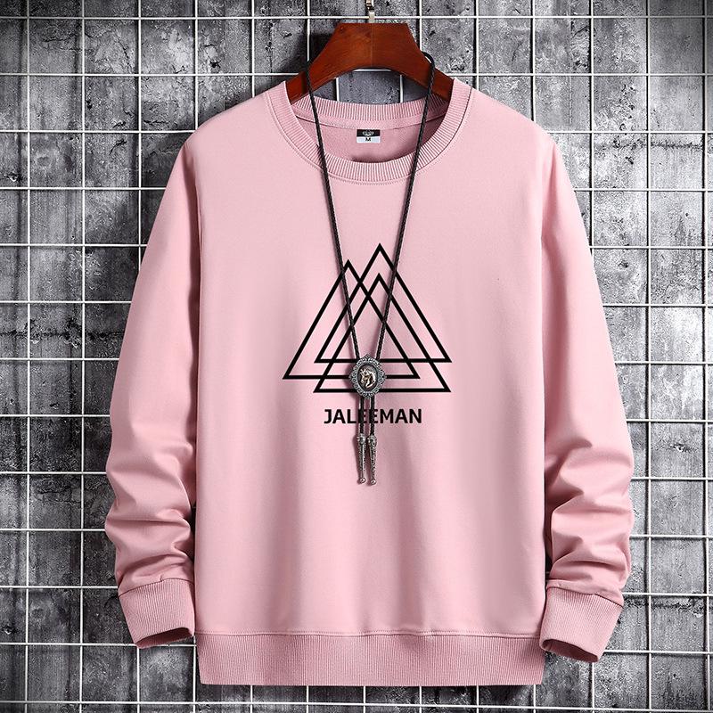 "2025 Youth Men's Loose-Fit Terry Sweatshirt: Long Sleeve, Round Neck, Fall/Spring Trend"
