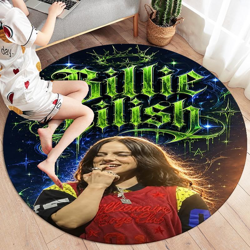 Billie Eilish Round Area Rug,Carpet Rug for Living Room Bedroom Sofa Playroom Decor,Non-slip Floor Mat