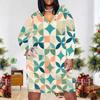 Women Plus Size V Neck Long Sleeve Fitted Printed Straight Midi Dress