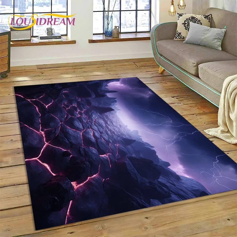 3D Volcano Lava Magma Carpet Rug for Bedroom Living Room Home Sofa Decoration,Children Game Large Decor Floor Mat Non-slip Gift