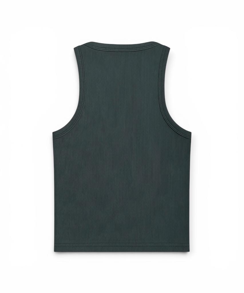 Bonseullipi Frayed Butterfly Rib Crop Tank (Khaki)