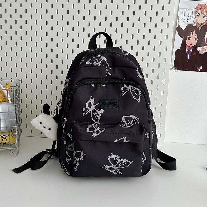 Japanese Ins Style Butterfly Backpack for Women Junior High School Girls School Bag Large Capacity Travel Light Backpack