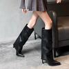 Pointed Toe Stiletto Boots Women  Spring Autumn New Black High Heel Knee High Boots Fashion Trendy Niche