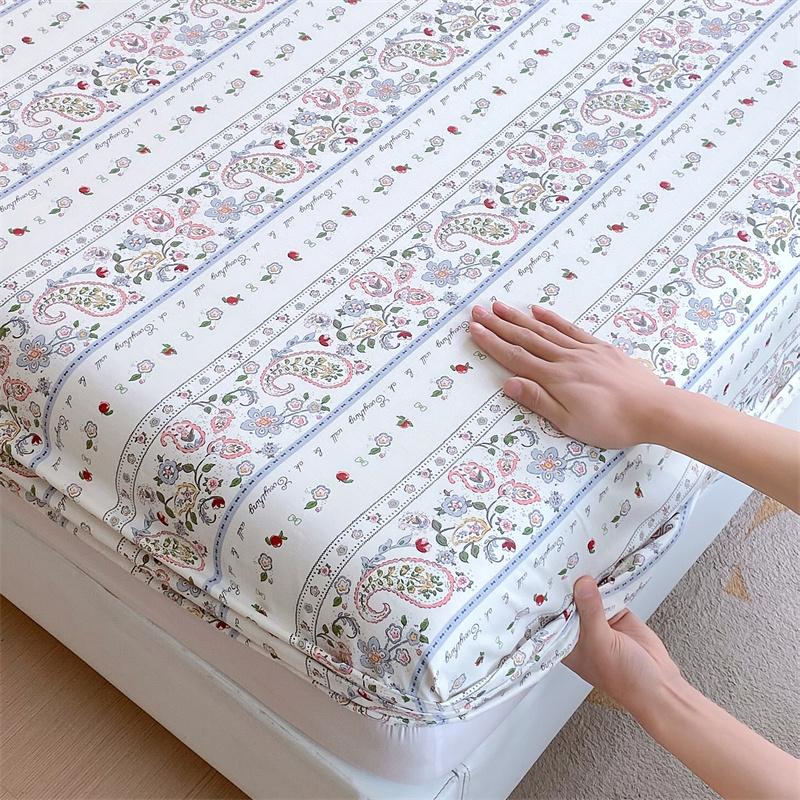 100% Cotton Fitted Sheet Soft Bed Cover Home Elastic Bedsheets Adults Kids Bed Linen Sabanas Para Cama (No Pillowcase)