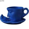 Creative Kiss Character Decorative Ceramic Cup Dish Afternoon Tea Milk Fruit Juice Mug  Porcelain Coffee Cup Saucer with Spoon