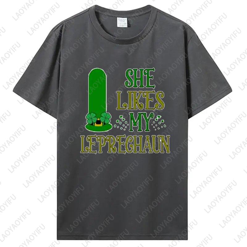 Saint Patricks Day Couple Tee Fun Festival Graphic Simple Style Oneck Printed Unisex Cotton Tshirt Man Women Lovers Clothes