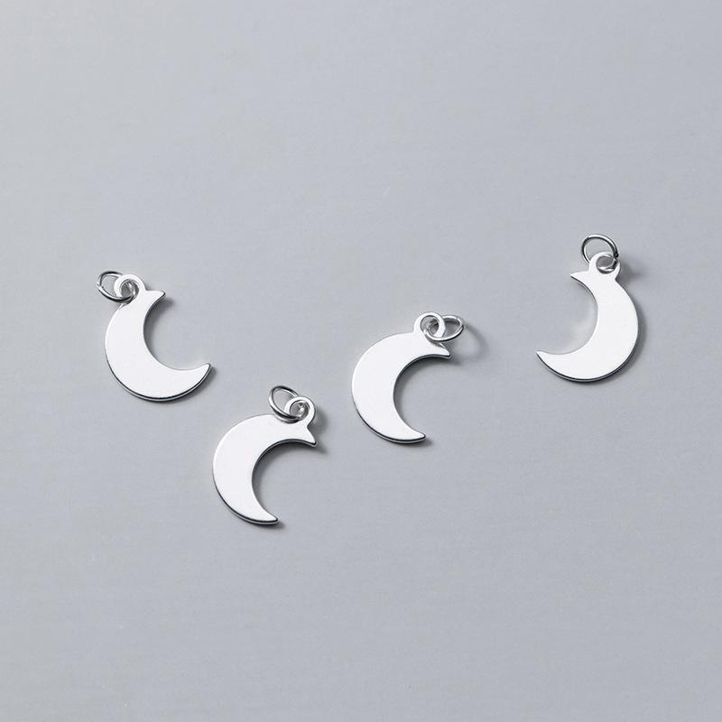 Hot Sales 925 Sterling Plain Silver Bulk Diy Moon Charms for Jewelry Necklace Making  Pendant