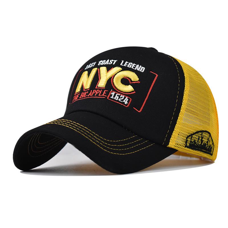 Cap Baseball Nyc Letter 3d Embroidery Color Blocking Mesh Cap Duck Cap Tongue