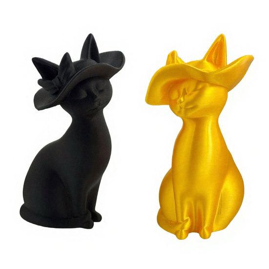 3D Printed Cat Figurine Minimalist Modern Elegant Cat Sculpture Small Collectible Animal Statue