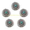 92MF 5 Pcs Leather Decorative Button Imitation Turquoise Buttons Flower Clothes Buttons for Jewelry Making Decoration