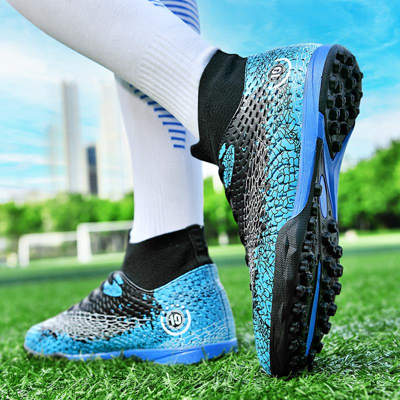 Men's Football Boots Rubber Soft Sole Short-nailed Artificial Turf Leather Youth Kids Football Boots