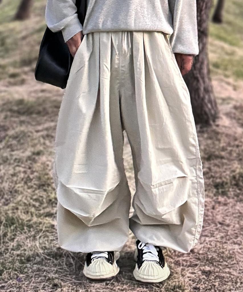 Deomail Ml Nylon Wide Ballon String Pant [Beige]