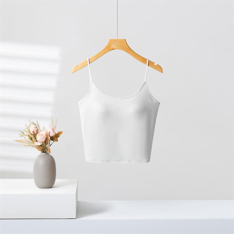 Women's Spring Camisole Vest with Beautiful Back Design, Integrated Bra, and Chest Pads - 2025 Style Slim Top