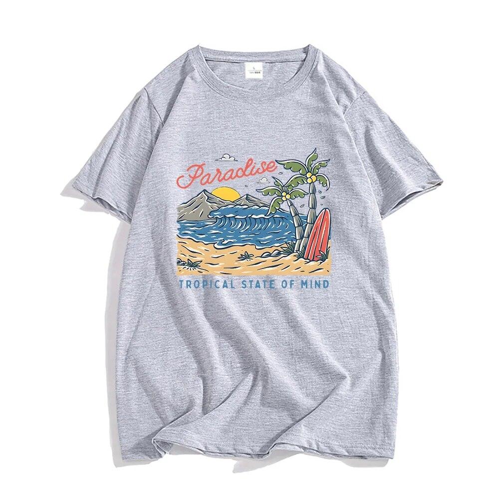 Paradise T Shirts Unisex Prevalent Harajuku Aesthetic Short Sleeve T-shirts 100% Cotton High Quality Tshirts Tropical State of Mind