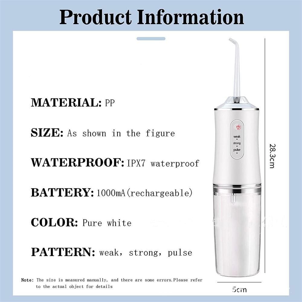Portable Cordless Teeth Cleaning Machine Travel Oral Irrigator USB Rechargeable 3 Modes 4 Jet Tips 220ml 3 Modes Teeth Cleaner