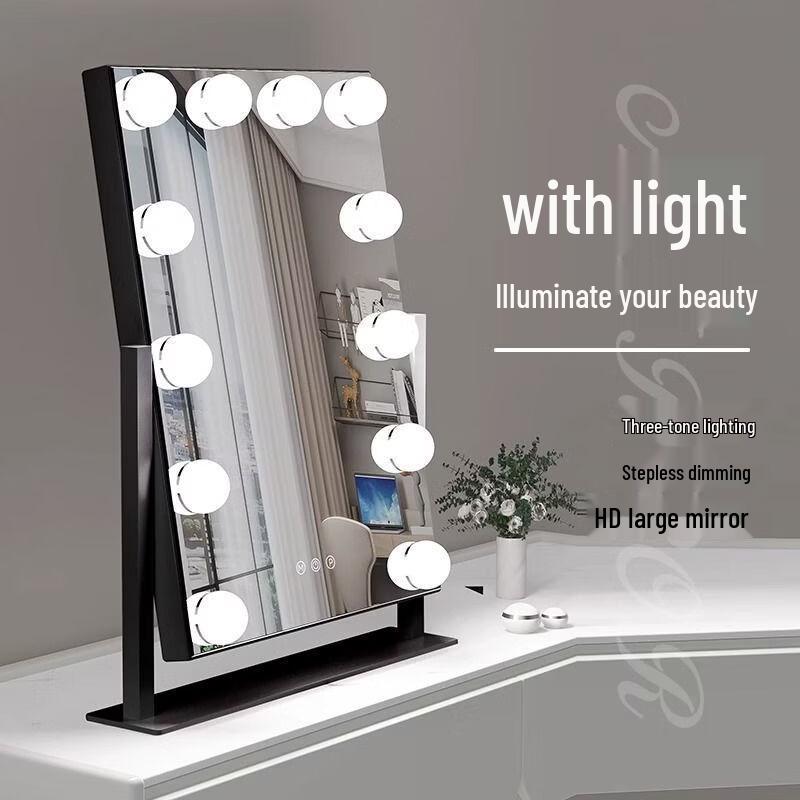 Oenyled Lighted Desktop Makeup Mirror