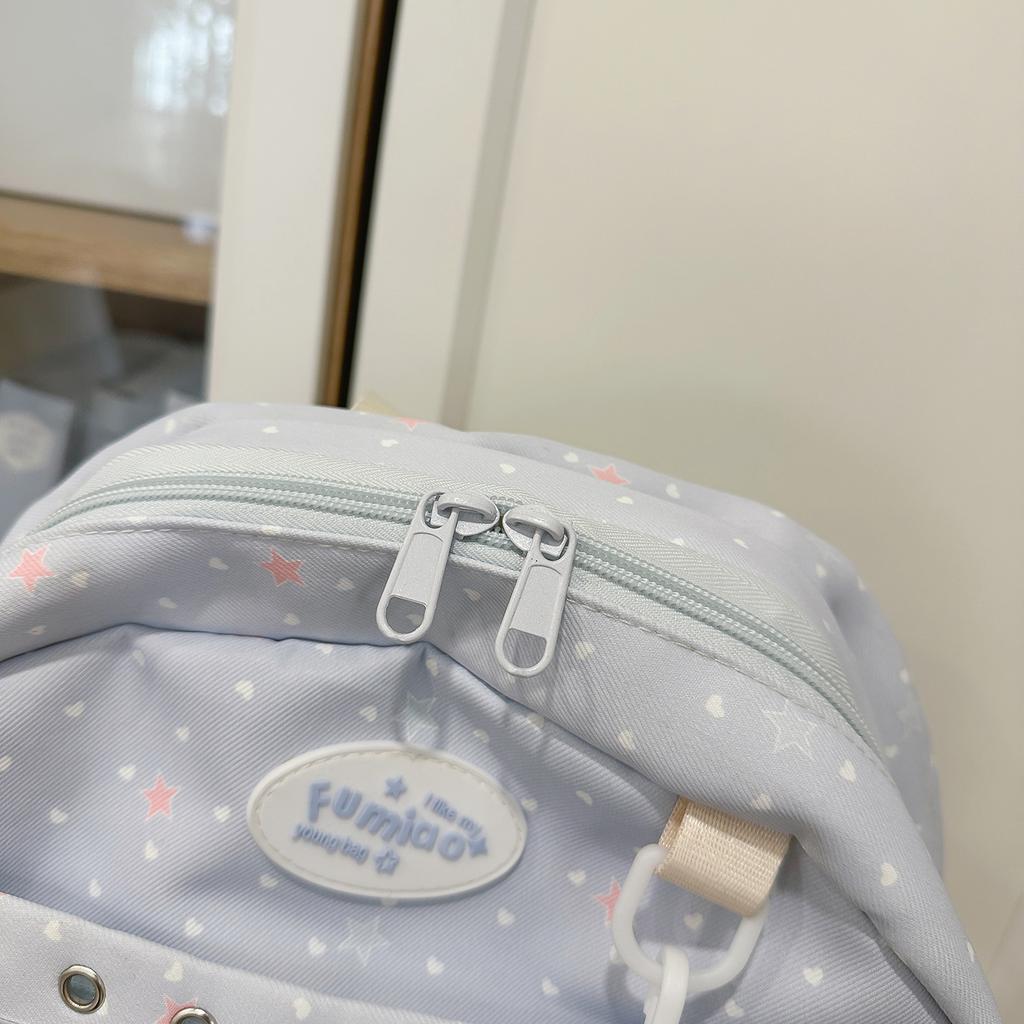 Junior High School Students Lightweight Backpack Star Printed Large Capacity Schoolbag
