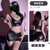 sexy lingerie sexy bouncing hot girl PU motorcycle leather vest uniform temptation female secretary suit