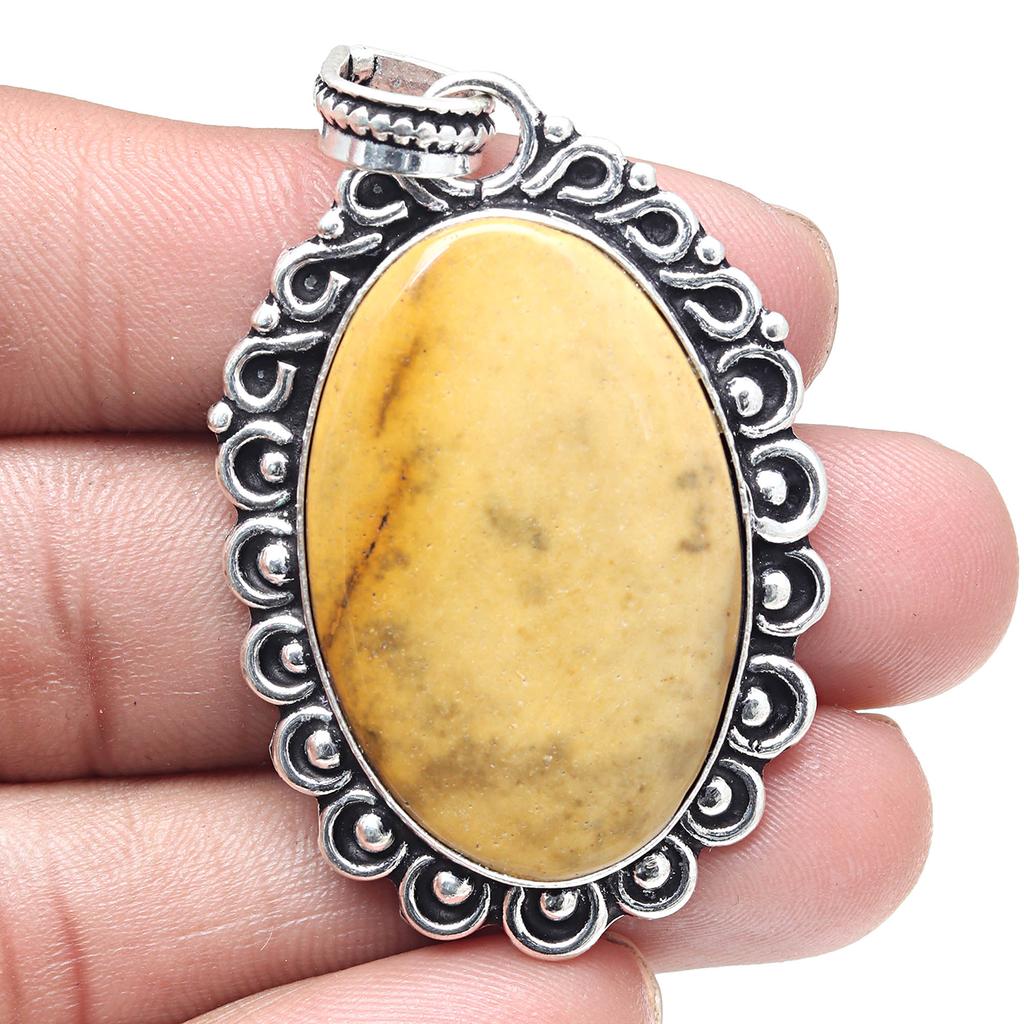 Pendant Wild Horse Jasper Gemstone Valentine'Day Gift Silver Jewelry 2.25"