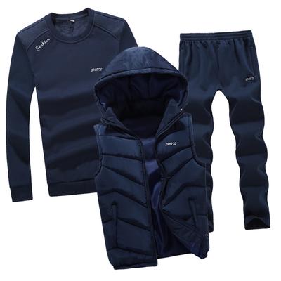 Moda Autunno Inverno Uomo Completo sportivo Felpa con cappuccio Gilet + Felpa + Pantaloni Set di abbigliamento sportivo Tuta da uomo