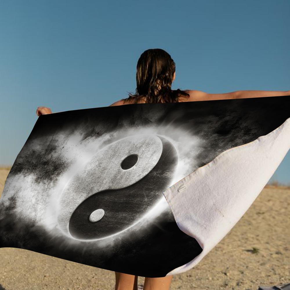 

Nature Yin Yang Chinese Tai Chi Bagua Microfiber Blanket Quick Drying Beach Towels Printing Super Absorbent Pool Towel Blanket W30*H60(CM)