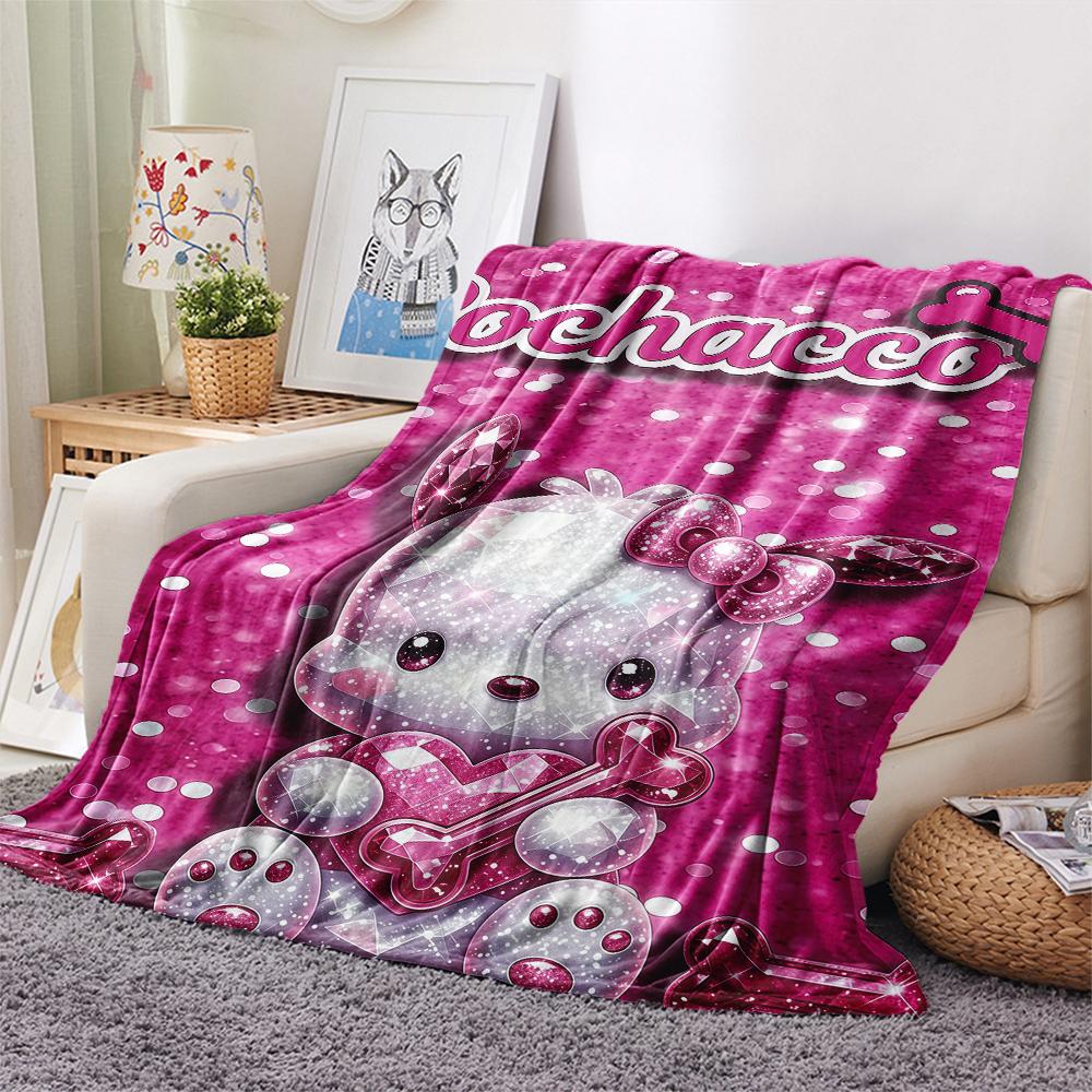 1PC Pochacco Print Flannel Blanket, High quality All Seasons, Home Decor, Warmth and Comfort, Perfect for Christmas Gifts